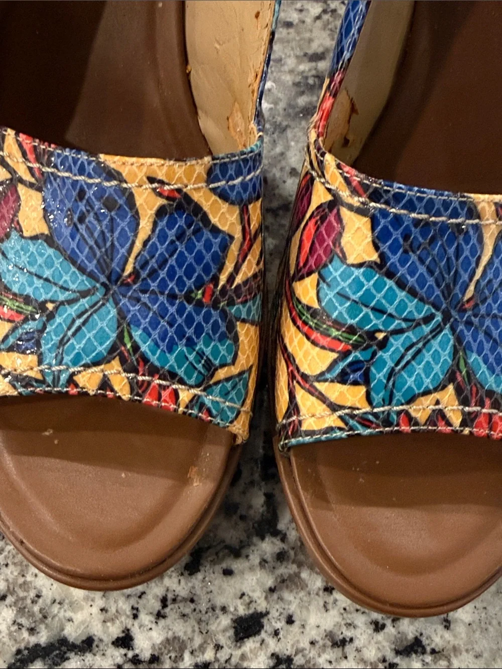 Naturalizer Multicolor Floral Slingback Wedge Sandals